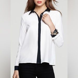 PJK Patterson J Kincaid Leather Collar Blouse